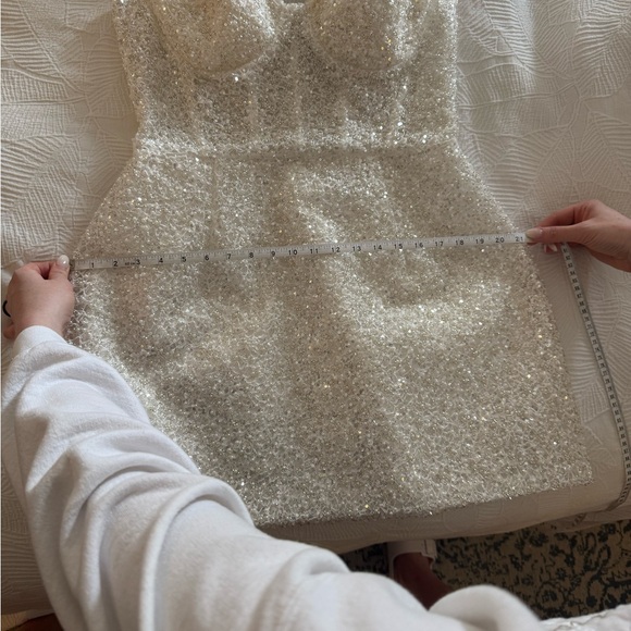 NADINE MERABI White Sleeveless Sweetheart Mini Dress - Picture 16 of 16